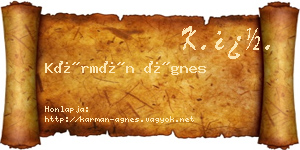 Kármán Ágnes névjegykártya