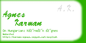 agnes karman business card